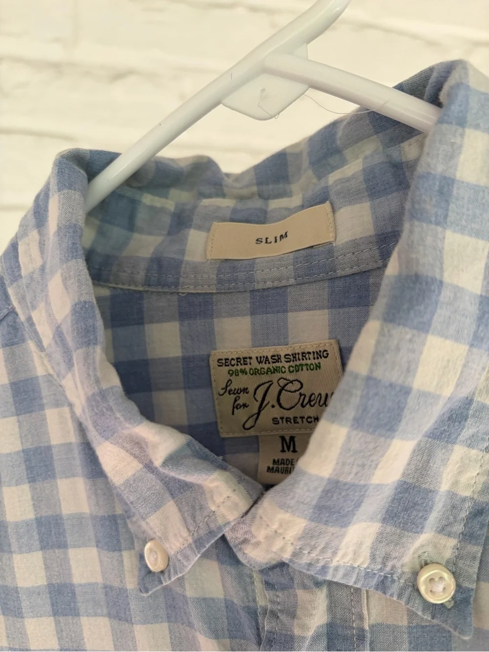 J. CREW Light Blue and White Gingham Button-Down Shirt